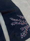 SHOPMOCHO American New Fashion Vintage Cherry Blossom Pattern Embroidered Blue Jeans Women Y2K Street Wild Straight Wide-leg Trousers
