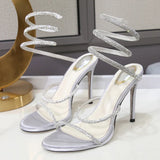 Shopmocho Eilyken Summer Street Style CRYSTAL Ankle Strap Women Sandals Sexy Open Toe Thin High Heels Party Prom Shoes