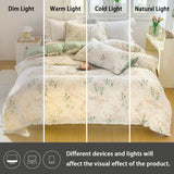 Shopmocho 3pcs Elegant Floral Tea Art Print Duvet Cover Set， Soft Skin-Friendly Bedding Set Includes 1 Duvet Cover And 2 Pillowcases