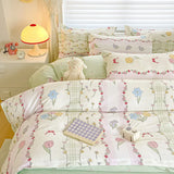 Shopmocho Tulip Flower Duvet Cover Set Single Queen Size Botanical Floral Bedding Set Soft Reversible Comforter Cover with 2 Pillowcases