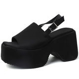SHOPMOCHO Summer Fashion Leopard Print Open Toe Sandals Women Punk Style Platform Wedges Heels Party Shoes