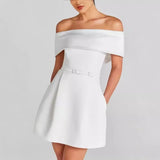 Shopmocho New Fashionable Hot Selling  Spring and Summer New Waistband One Shoulder Dress INS Casual Party Dress for Women