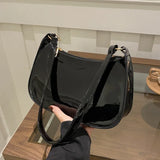 Shopmocho Vintage Patent Leather Shoulder Bag Fashion Women's Handbags Casual Designer Hobos Underarm Bag