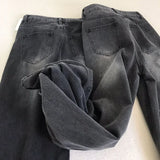 SHOPMOCHO Lady Retro Black Gray High Waist Jeans Pants Women Fashion Straight Leg Denim Trousers Girls Loose Fit Thin Casual Pants