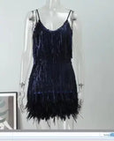 Shopmocho 2025 Summer New Fashionable Framed Sequins Feather Patchwork Dress Colorful Amazon Direct Sales Women's Sleeveless Dress