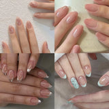 SHOPMOCHO 150Pcs Gradient Nude Short Almond Fake Nails XS/S/M Size Glossy Full Cover Press On Nail for Women Daily Wear False Fingertips