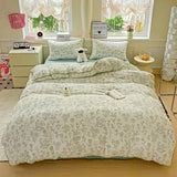 SHOPMOCHO Flower Printed Duvet Cover Sets Queen/King Bedding Set with Shell Edge Washed Cotton dekbedovertrek 240x220  이불 커버 Bed Cover Set