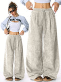 SHOPMOCHO Women's Retro Corduroy Cargo Pants Casual Drawstring Straight Sports Pants Drape Daily Commuting Wide Leg Pants