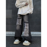 SHOPMOCHO Jeans Men's Ripped Baggy Denim Pants High-Quality Straight-Leg Jeans Spring 2026 Fashion Street Mop Trousers Loose Fit