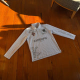SHOPMOCHO Retro Long Sleeve Polo Shirt Y2k Casual Loose Letter Pattern Embroidery T Shirts Street Sweatshirt Men Cotton Jersey Lapel Golf