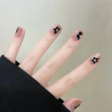 Shopmocho 24pcs Detachable Short Press on Nails Y2k rhinestone False Nails with Glue Ballet Sweet Cool Girls Artificial False Nails Tips