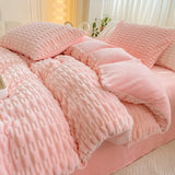 Shopmocho New Rabbit Velvet Milk Single Product Quilt Cover Thickened Warm Solid Duvet  Bedding for Double Use in Autumn/ Winter  220x240