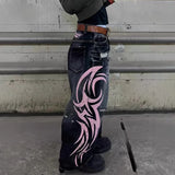 SHOPMOCHO American Graffiti Punk Hip-Hop Printed Gothic Jeans For Men And Women Y2K Harajuku Loose Straight High Street High-Waist Jeans