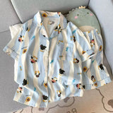SHOPMOCHO 2Summer short-sleeve pajama set for women, comfortable and trendy, shorts that can be worn outside, home wear set