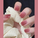 Shopmocho 24pcs Detachable Short Press on Nails Y2k rhinestone False Nails with Glue Ballet Sweet Cool Girls Artificial False Nails Tips