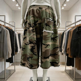 SHOPMOCHO Y2K Camo Shorts Rough Edge Tassel Camouflage Pattern Sweatshorts New Summer American High Street Streetwear Unisex Baggy Shorts