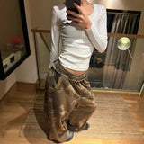 SHOPMOCHO American Style Hot Girl Camouflage Wide Leg Pants Women's Autumn Winter New Straight Casual Loose Sports Sweatpants Design Long