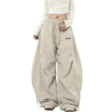Shopmocho Retro Y2K Hip Hop Streetwear Casual Chic Matching Sweatpant Oversize Women's Wide Leg Pant Low Waist Drawstring Lady Cargo Pants
