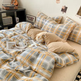 SHOPMOCHO Japanese Style Check Queen Quilt Cover Set 1/3 Pcs Soft Washed Duvet Cover and Pillowcase or Only Duvet Covers Skin-friendly