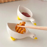 Shopmocho 2pcs ceramic duck seasoning dish, salad dipping dish, cream mini bowl, cute design afternoon tea cutlery