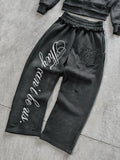 SHOPMOCHO Y2K Harajuku Punk Gothic Loose Hooded Sweatshirt American Embroidered Patch Casual Double Hooded High Street Retro Sports Sui