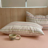 SHOPMOCHO 100 Cotton Pillowcase 2 PCS Colorful Stripe Pillow Case Bedding Black Pillow Cover Envelope Pillow Case Cover Nordic Sling