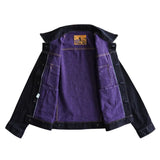 SHOPMOCHOSAUCE ZHAN  Men Jacket Selvedge Denim Jacket Men Vintage Purple and Blue Double Sided Dye Regular Fit 12.5 Oz