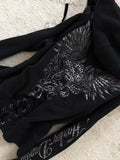 SHOPMOCHO Y2K Gothic Drawstring Design Black Zipper Sweatshirt Womens Jacket Coat Harajuku Letter Graphic Sexy Slim Hoodie Autumn Clothing