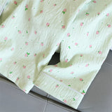 SHOPMOCHO 2 PCS Women Pajama Sleepwear Pajama Set Long Sleeved Pants Suit Peach Print Ventilate Soft Comfortable Home Leisure Home Clothes
