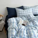 SHOPMOCHO New Washed Super Soft Duvet Cover Set with Bed Sheet Skin-friendly Bedding Set Hygroscopic Breathable Quilt Cover and Pillowcase