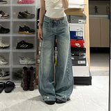 Shopmocho Plus Size Women's Loose Straight Leg Jeans High Waist Wide Leg Long Trousers Bootcut Denim Pants Big Size Casual Fashion