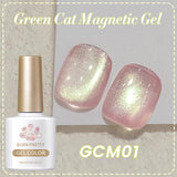 Shopmocho 10ml Green Cat Magnetic Gel Ultra Shine Holographic Glitter Semi Permanant Soak Off UV LED Gel Varnish For Manicure