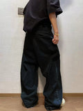 SHOPMOCHO 1Pc Men's Wide Pants Brushed Jeans Wide Jeans Y2K New Rocks Jeans Buggy Black Hip-Hop Pants