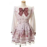SHOPMOCHO Harajuku Sweet Bow Black Plaid Dresses All-match Slim Fit Kawaii Lolita Dress for Women Autumn New Long Sleeve Vestidos De Mujer