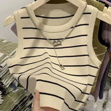 SHOPMOCHO-2025 New Striped Stretch Vest Basic Versatile Short Top Women's Clothing