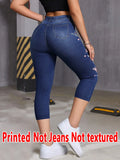 SHOPMOCHO 8224 [Printed Leggings - Not Denim Fabric]Printed Leggings - Not Made of Denim Fabric, Stylish Women'S Three-Quarter Length