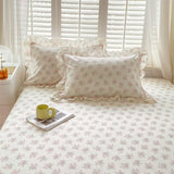 SHOPMOCHO A pair of cotton printed pillowcases with ruffled edges, garden body pillowcases, bed pillowcases