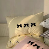 Shopmocho Plaid Bow Knot Pillowcase Korean Y2k Fashions Women Blackpink Dakimakura Sleeping Pillows Cover Bedroom Decoration Girl Gifts
