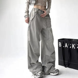 SHOPMOCHO 2025 Autumn New Women's Cargo Pants American Style Loose Fit Long Pants For Sports Casual Bell Bottoms Floor Length