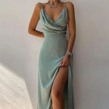 Shopmocho Women Print Dress Camisole V Neck Sleeveless A Line Long Dresses Spaghetti Strap Sexy Evening Skirt Prom Summer 2025 Vestidos