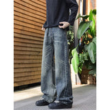 SHOPMOCHO Baggy Jeans For Man Pants Jeans Trendy High Street Washed Flared Denim Trousers Versatile American Style