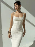 Shopmocho Women's casual vacation sexy backless slim-fit dress with hip strap