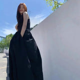 Shopmocho Black Strapless Long Dress Women Fashion Slim Sleeveless O-Neck High Waist Dresses Female 2025 Spring Summer new  Party Vestidos