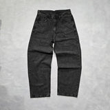SHOPMOCHO Hip Hop Gothic Retro Spider Pattern Embroidery Baggy Jeans Y2k America Trendy Punk Mens Straight Wide Leg Denim Pants Black Jean