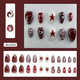 SHOPMOCHO 24pcs Y2k Almond Fashion Fake Nails Moon Star Style Swan Pattern Sweet Cool Press On Nails Full Cover Detachable False Nail