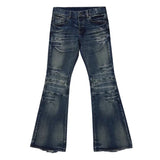 SHOPMOCHO Y2K Retro Distressed Flare Jeans Women High Waist Vintage Washed Denim Bell Bottom Pants Harajuku Streetwear Casual Trousers