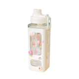 Shopmocho 700ml/900ml Kawaii Shaker Water Bottle With Straw Sticker Cute BPA Free Plastic Tea Milk Portable Gourde Drink Bottle For Girl