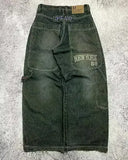 SHOPMOCHO 2025 New American Trend Retro Hip-hop Embroidery Pattern Baggy Jeans For Men And Women Y2K Harajuku Gothic Wide Pants Streetwear
