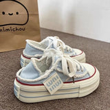 Shopmocho New Casual Height Increasing Platform Canvas Shoes Women Summer Outer White Sneakers Slipper Slip on Sandals Vulcanize Shoes