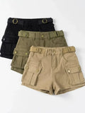 SHOPMOCHO Women's High Waist Mini Skirt Y2K Denim Workwear Shorts Elastic Slimming Summer Hot Pants Trendy Plus Size Skirts for Ladies